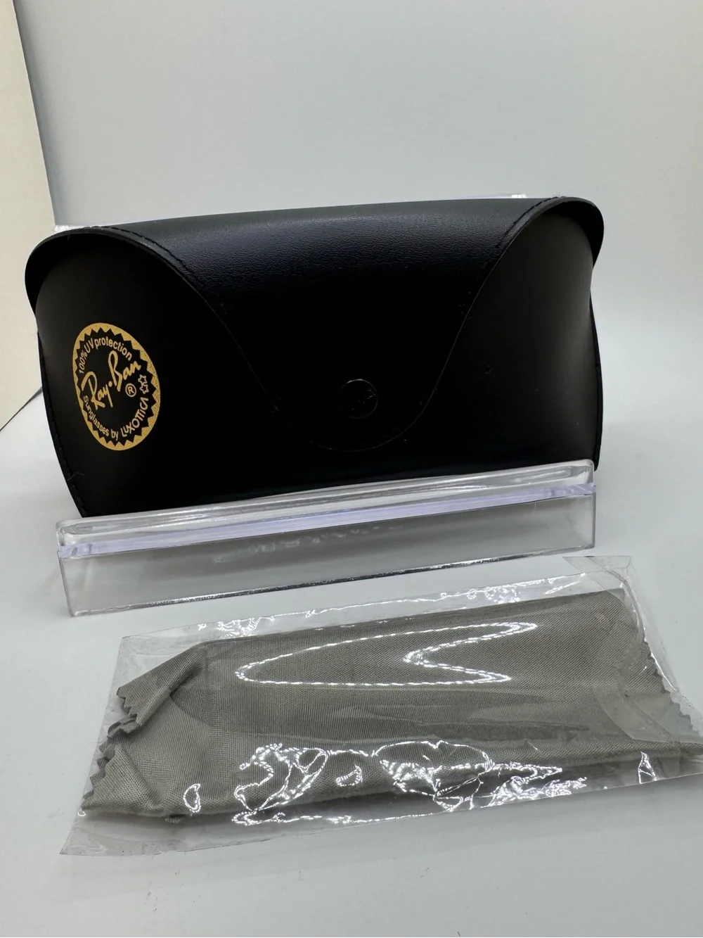Ray-Ban Black Sunglasses Case with Gray Cleaning Cloth - CASE ONLY